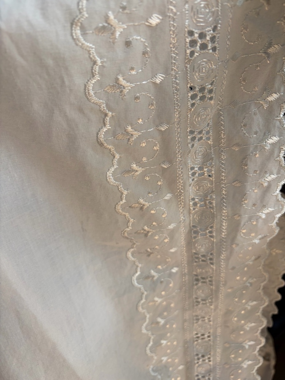 Vintage White Eyelet Lace Border Full Size Bedskirt / Dust Ruffle - Picture 2 of 6